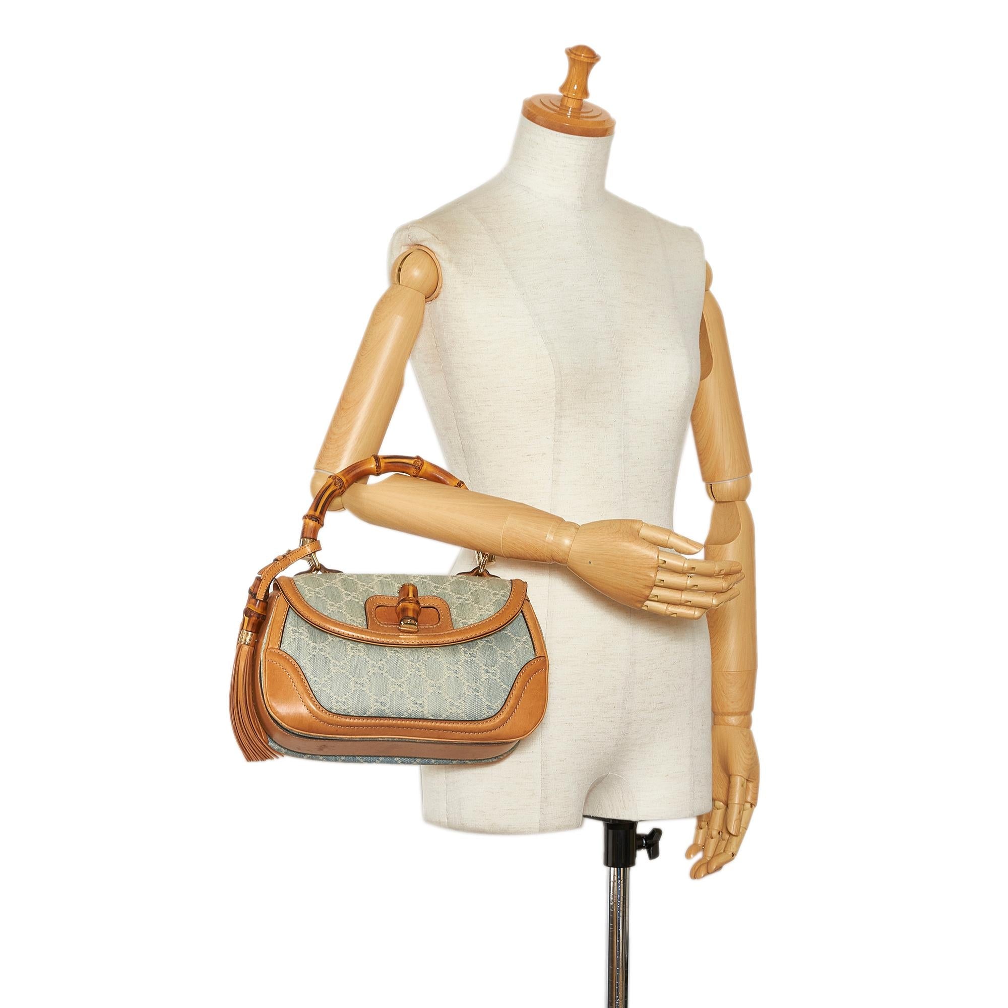 Gucci Medium GG Denim New Bamboo Satchel (SHG-qBkbXy)