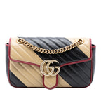 Gucci Medium GG Marmont Bicolor Matelasse Diagonal Leather Torchon Shoulder Bag