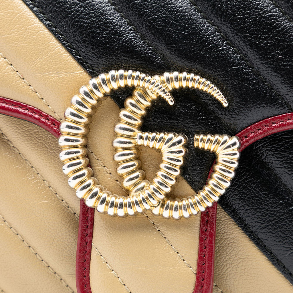 Gucci Medium GG Marmont Bicolor Matelasse Diagonal Leather Torchon Shoulder Bag