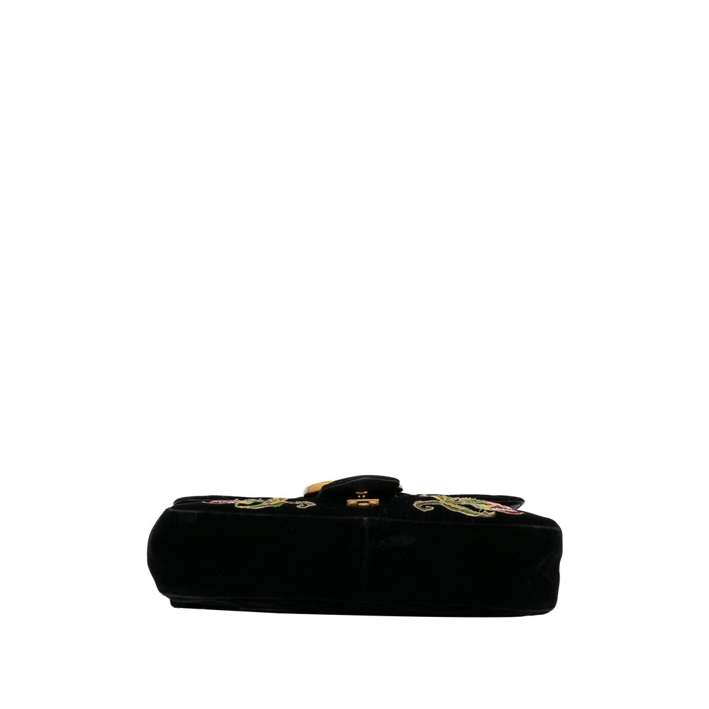 Gucci Medium GG Marmont Embroidered Matelasse Velvet Crossbody (SHG-70m7Yt)