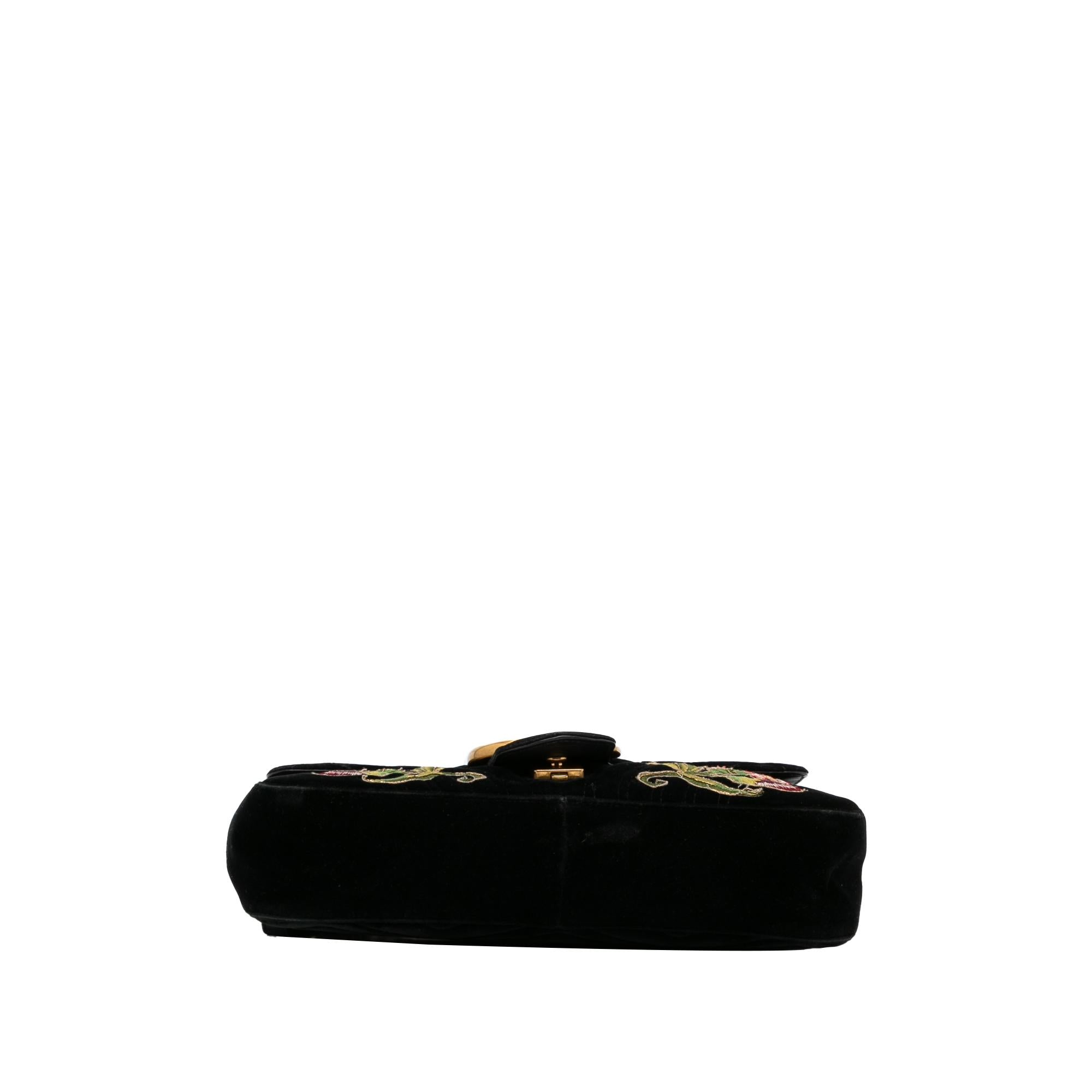 Gucci Medium GG Marmont Embroidered Matelasse Velvet Crossbody (SHG-70m7Yt)