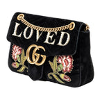 Gucci Medium GG Marmont Embroidered Matelasse Velvet Crossbody (SHG-0BOHzd)