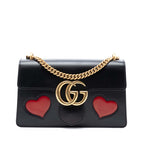 Gucci Medium GG Marmont Leather Malaga Kid Heart Patch Chain Flap
