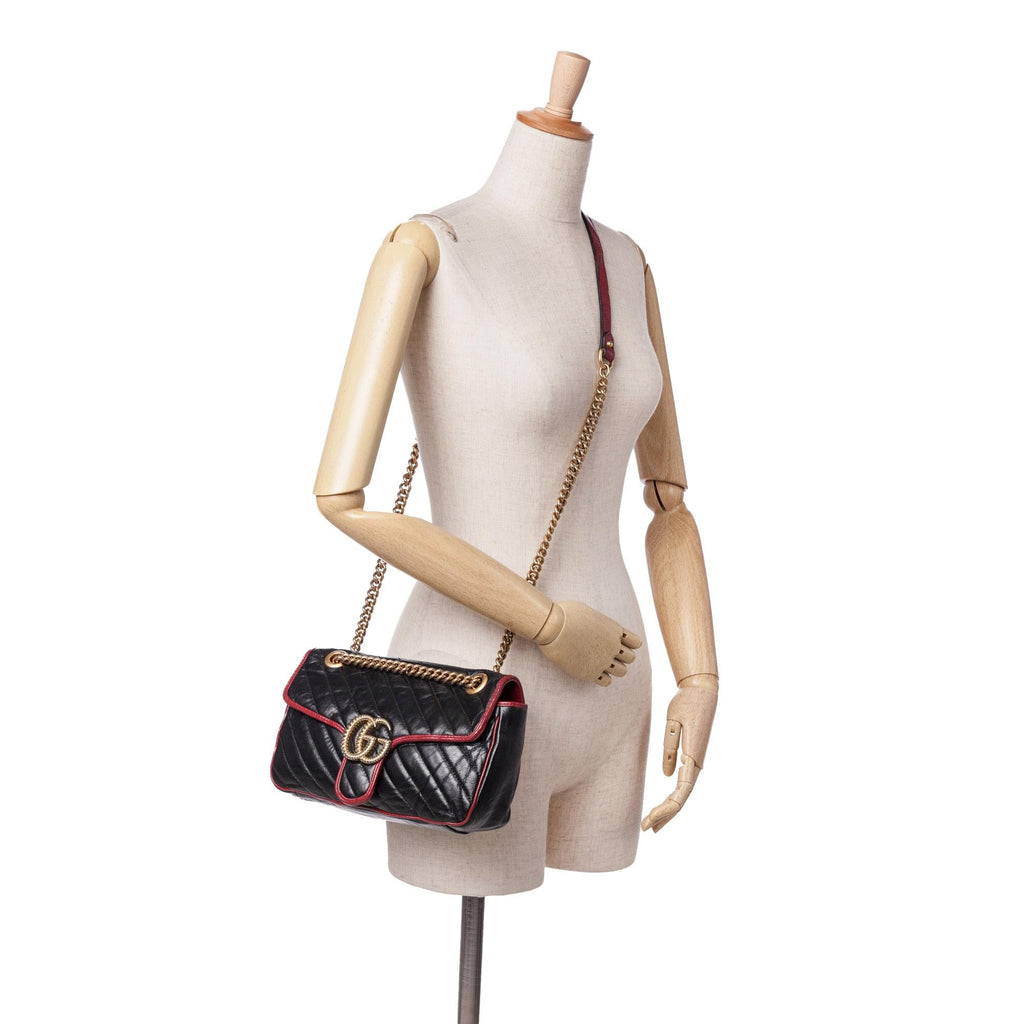 Gucci Medium GG Marmont Matelasse Diagonal Leather Torchon Shoulder Bag