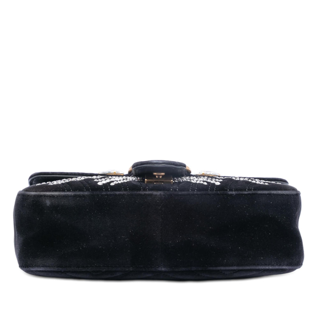 Gucci Medium GG Marmont Matelasse Velvet Crystal Embellished Shoulder Bag