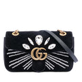 Gucci Medium GG Marmont Matelasse Velvet Crystal Embellished Shoulder Bag