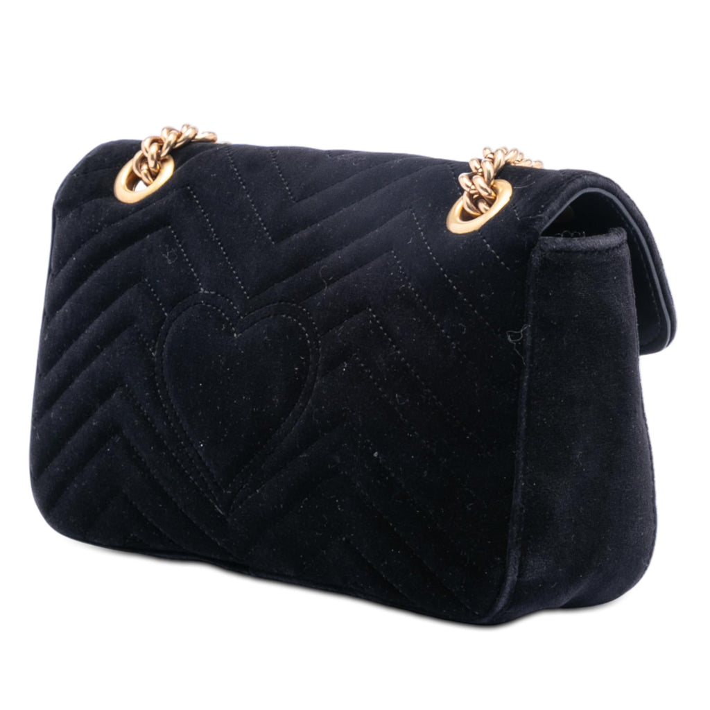 Gucci Medium GG Marmont Matelasse Velvet Crystal Embellished Shoulder Bag