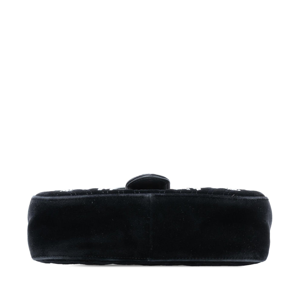 Gucci Medium GG Marmont Matelasse Velvet Crystal Embellished Shoulder Bag