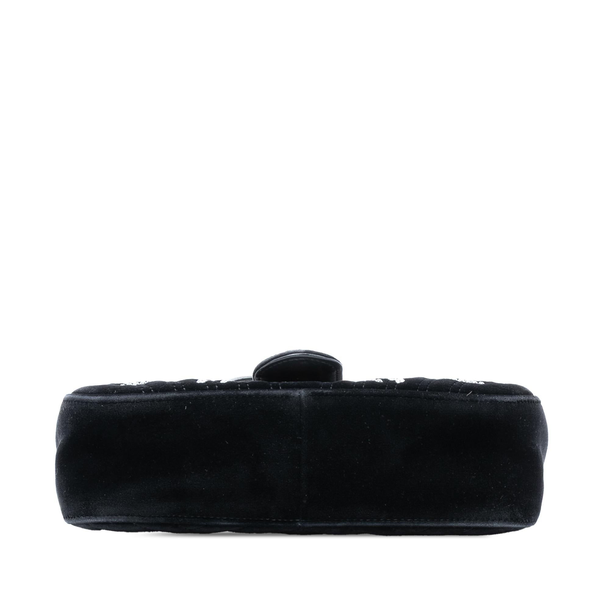 Gucci Medium GG Marmont Matelasse Velvet Crystal Embellished Shoulder Bag