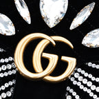Gucci Medium GG Marmont Matelasse Velvet Crystal Embellished Shoulder Bag