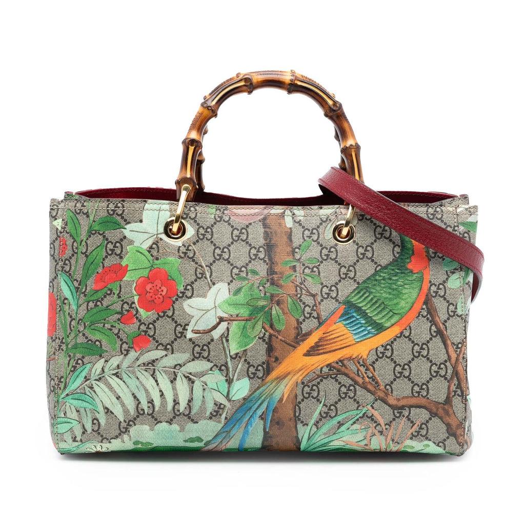 Gucci Medium GG Supreme Tian Bamboo Shopper Satchel