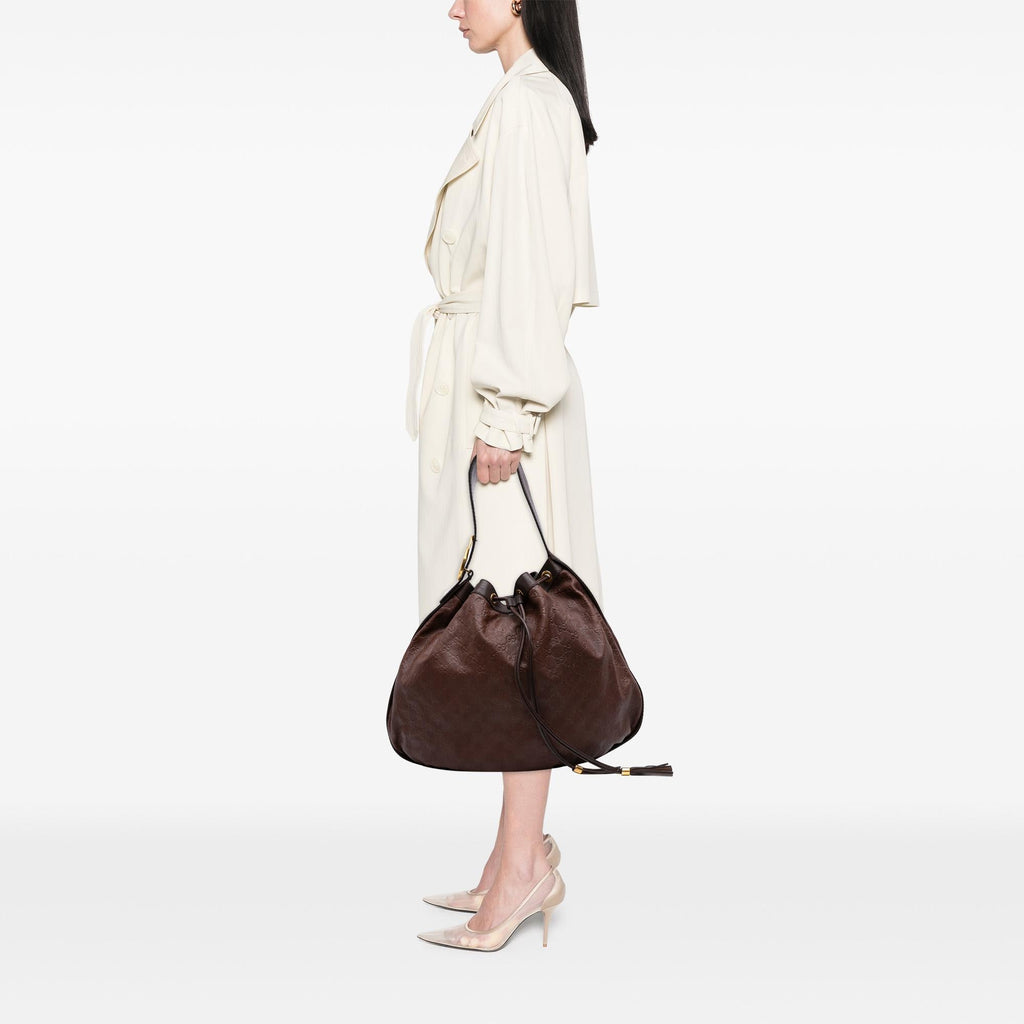 Gucci Medium Guccissima Interlocking Icon Drawstring Hobo
