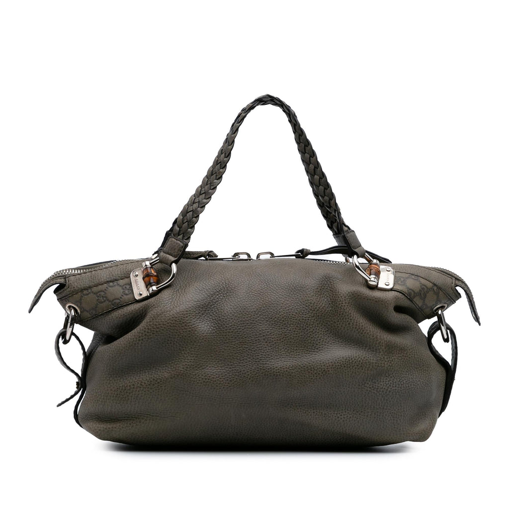 Gucci Medium Leather Bamboo Bar Tote