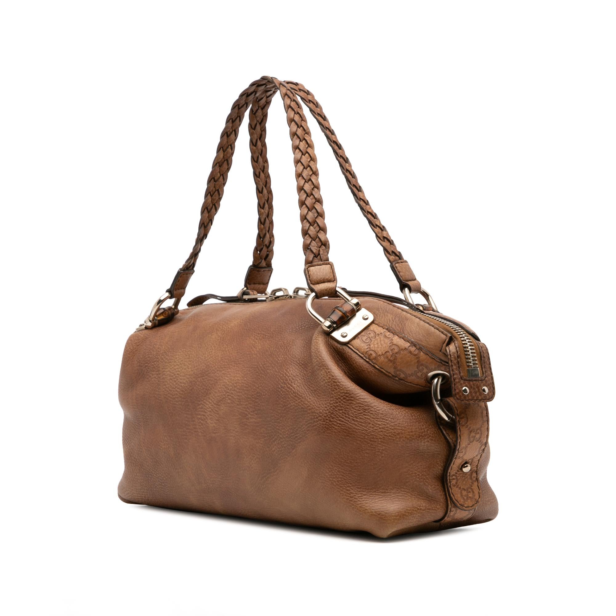 Gucci Medium Leather Bamboo Bar Tote
