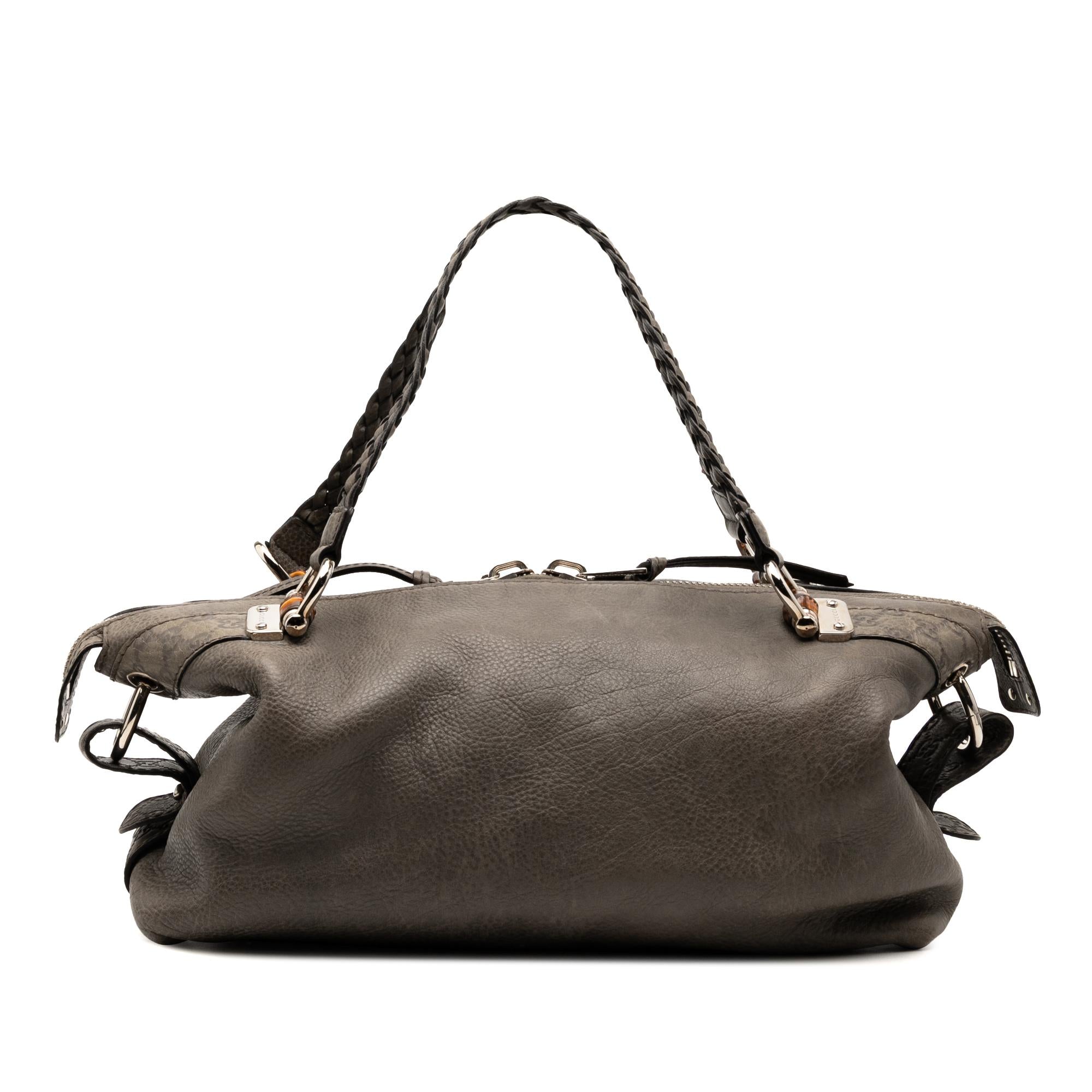 Gucci Medium Leather Bamboo Bar Tote
