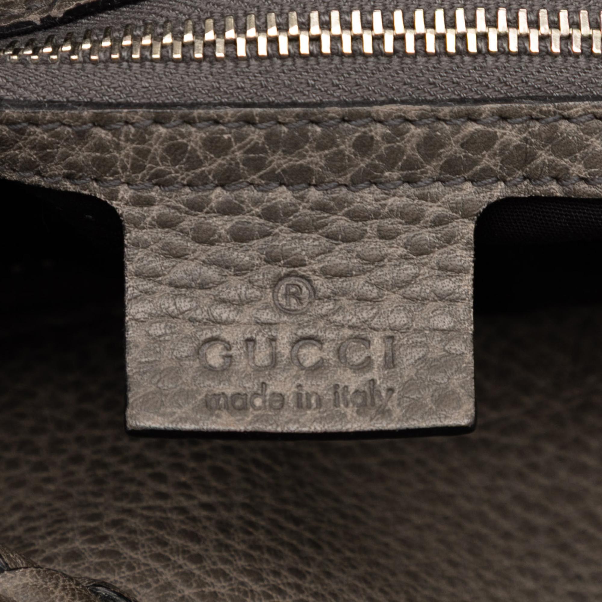 Gucci Medium Leather Bamboo Bar Tote