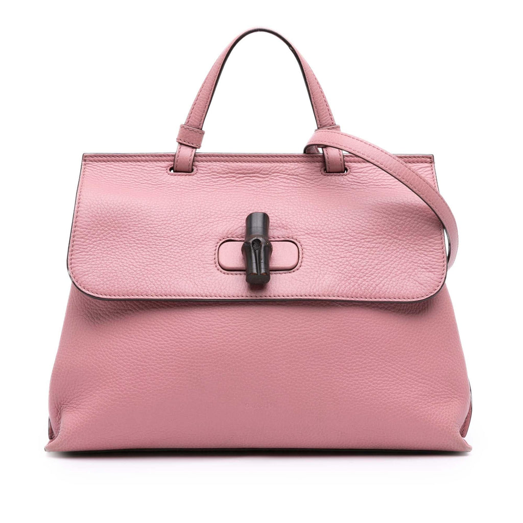 Gucci Medium Leather Bamboo Daily Satchel