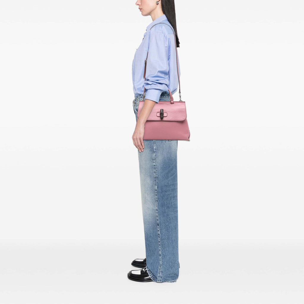 Gucci Medium Leather Bamboo Daily Satchel