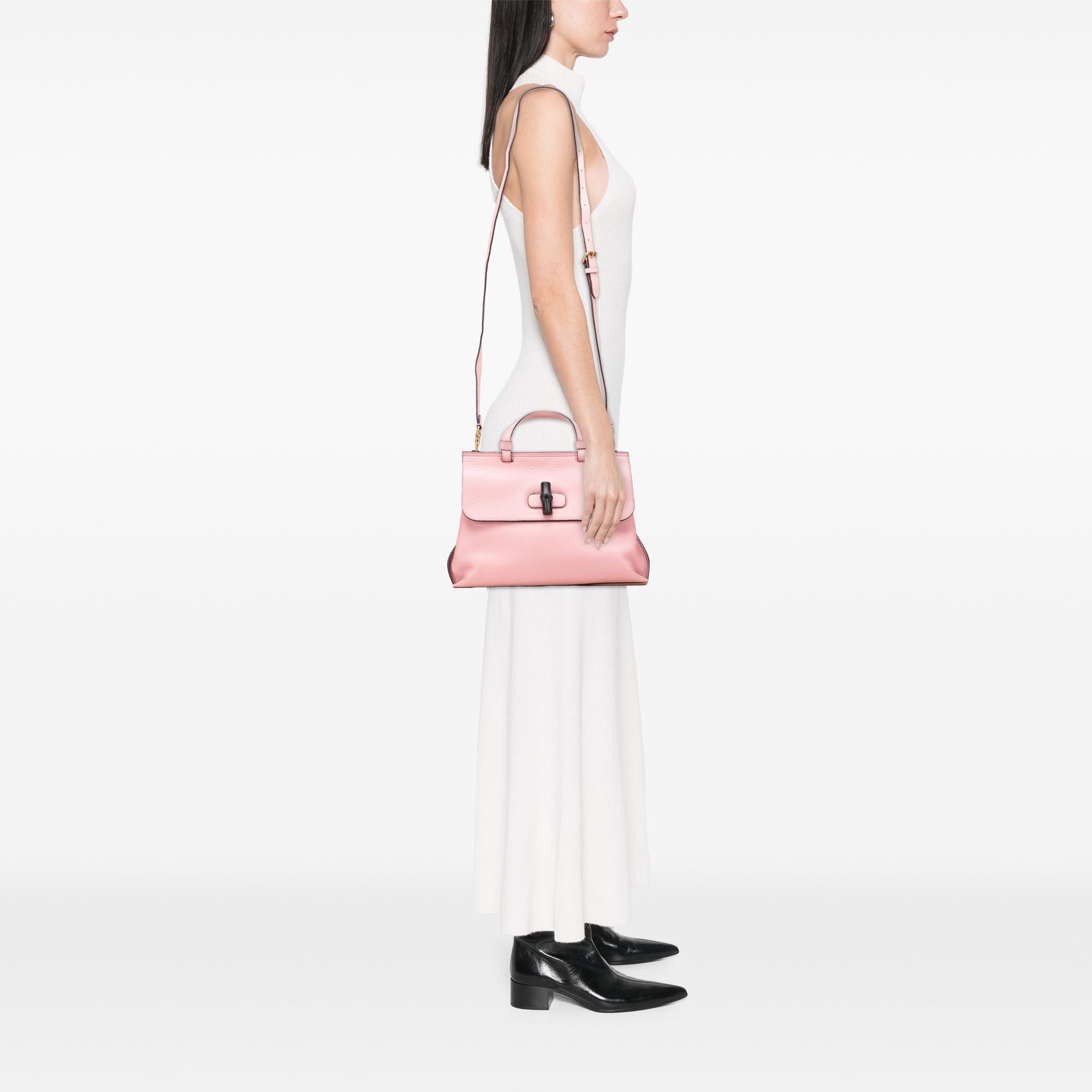 Gucci Medium Leather Bamboo Daily Satchel