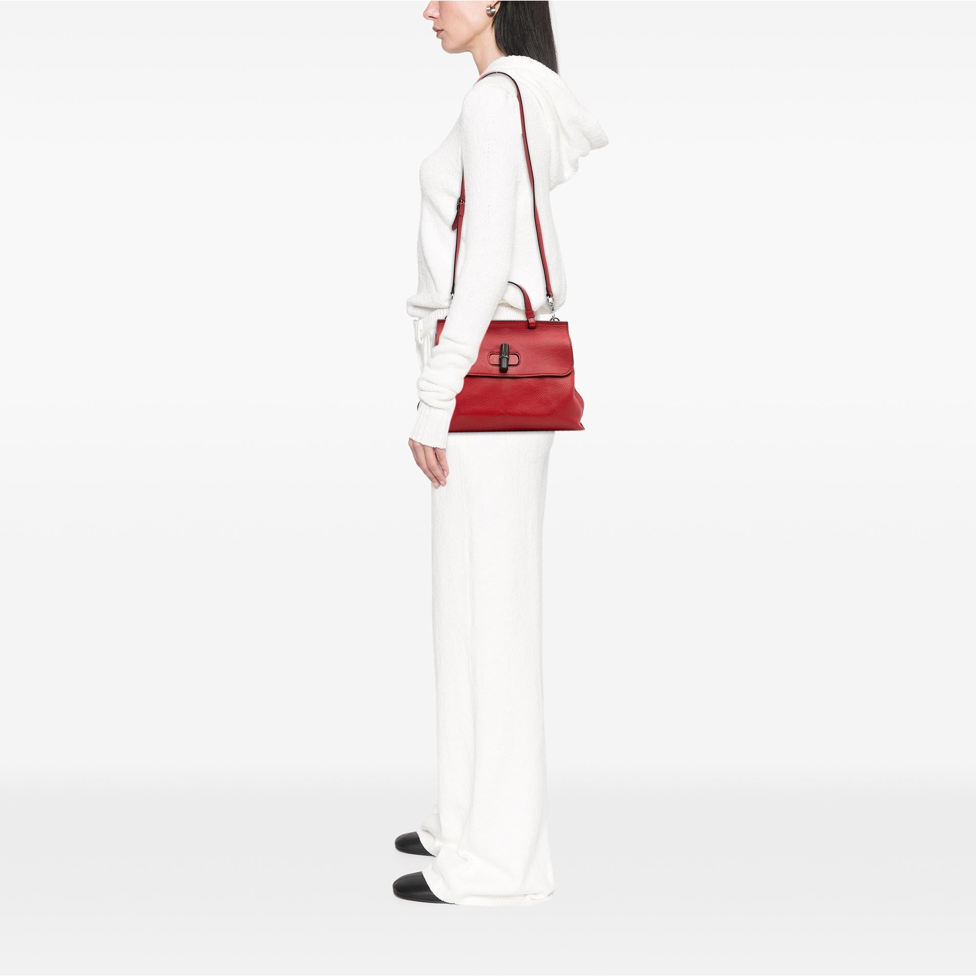 Gucci Medium Leather Bamboo Daily Satchel