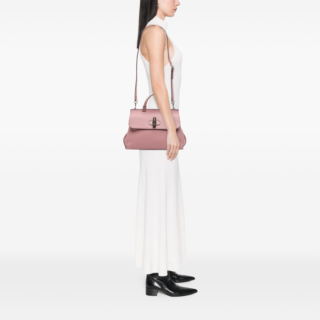 Gucci Medium Leather Bamboo Daily Satchel