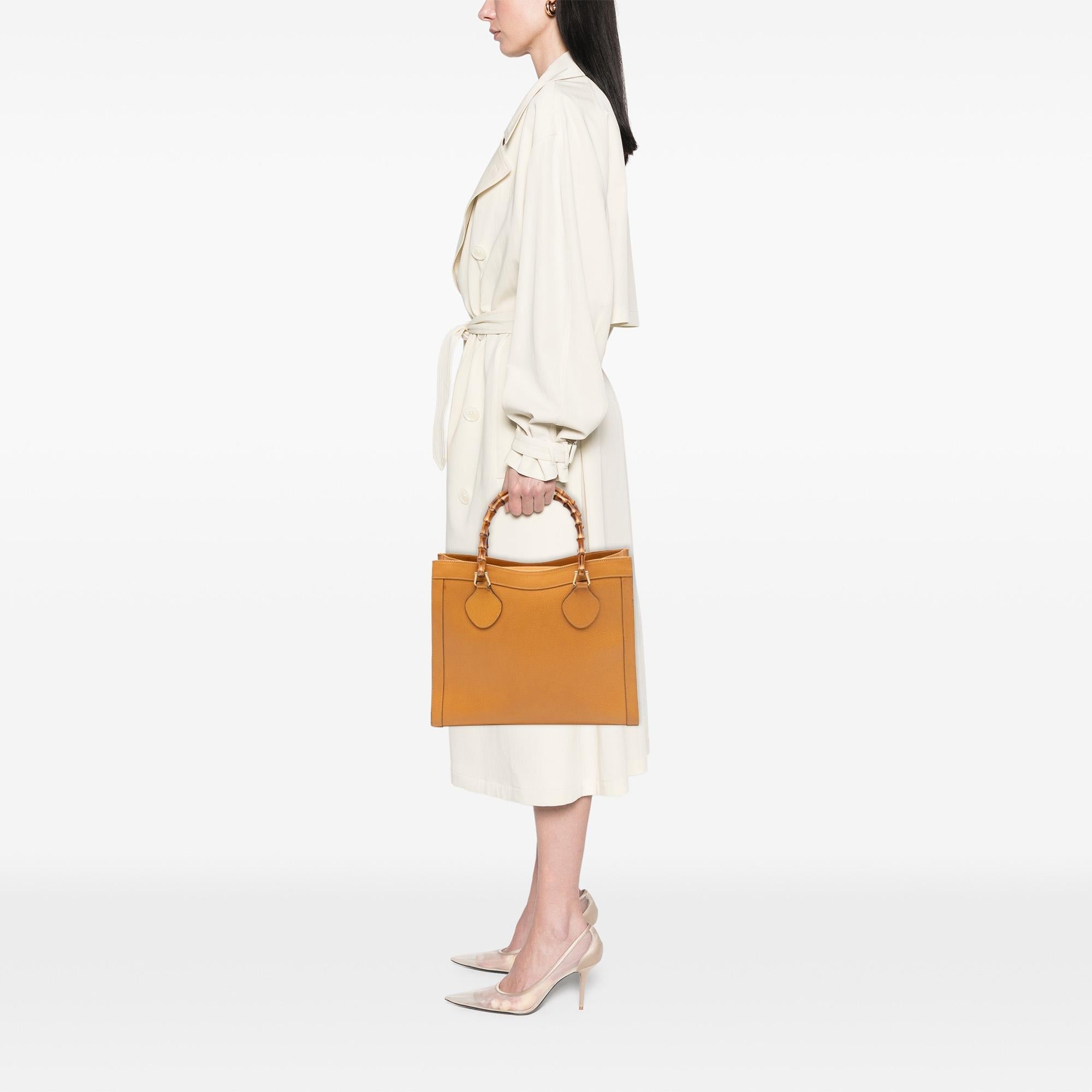 Gucci Medium Leather Bamboo Diana Tote