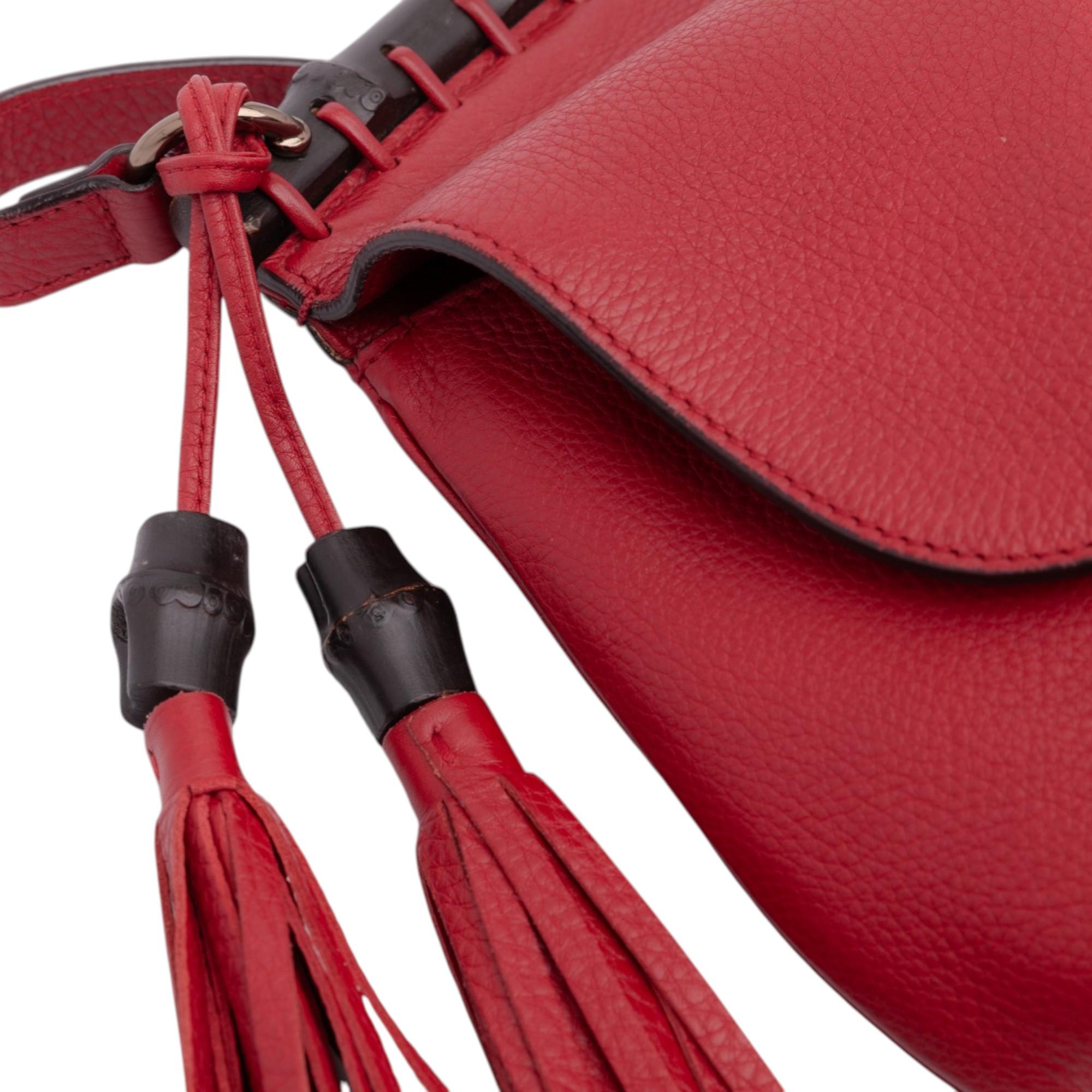Gucci Medium Leather Bamboo Nouveau Fringe Crossbody