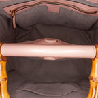 Gucci Medium Leather Bamboo Nymphaea Satchel