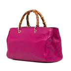 Gucci Medium Leather Bamboo Shopper Satchel (SHG-iVpsJb)