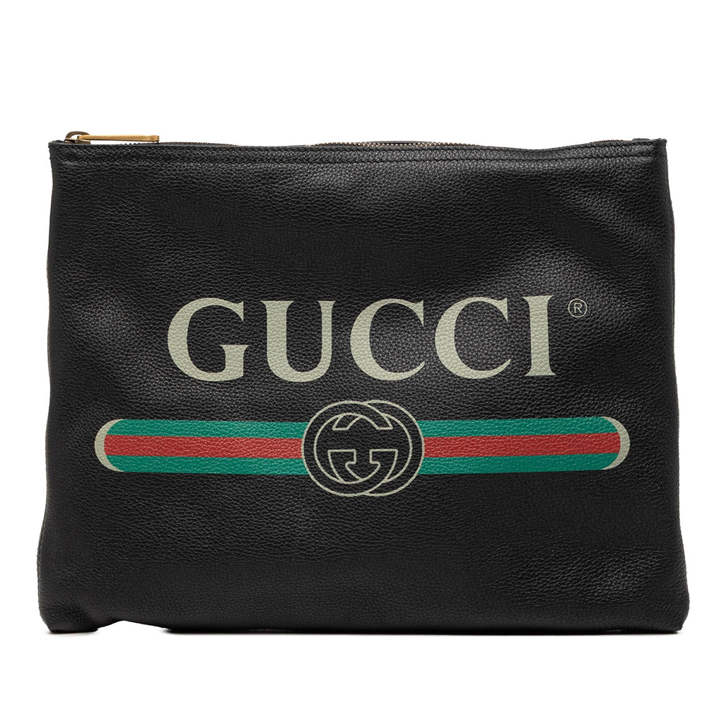 Gucci Medium Leather Logo Portfolio Clutch