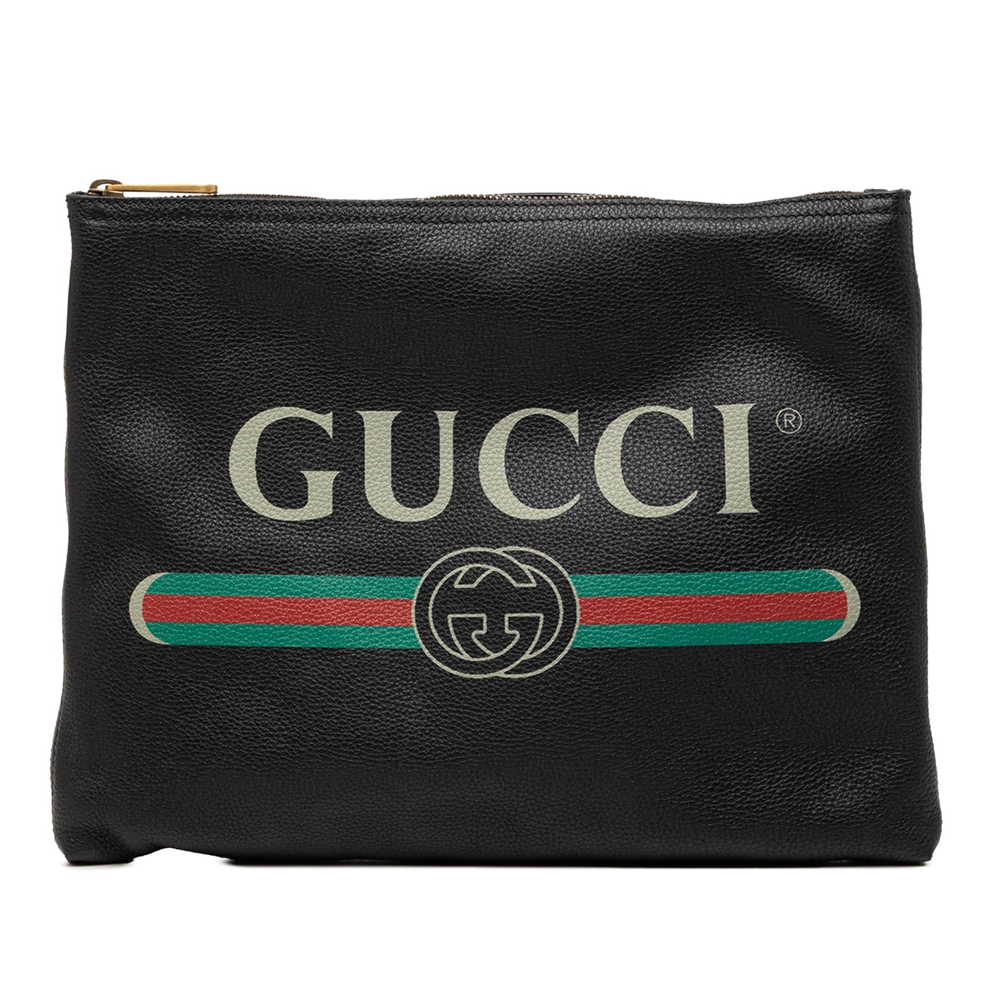 Gucci Medium Leather Logo Portfolio Clutch