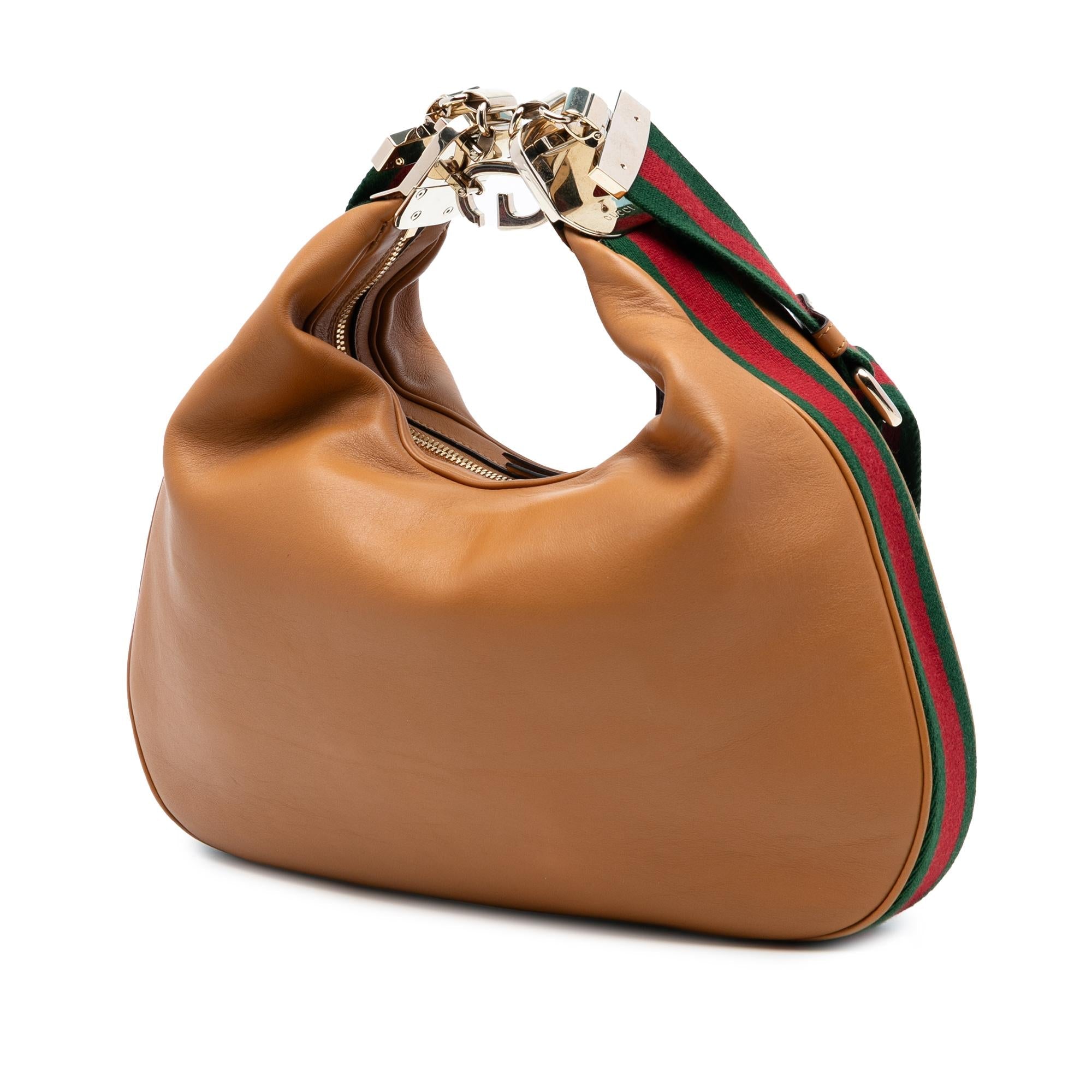 Gucci Medium Leather Web Attache Crossbody