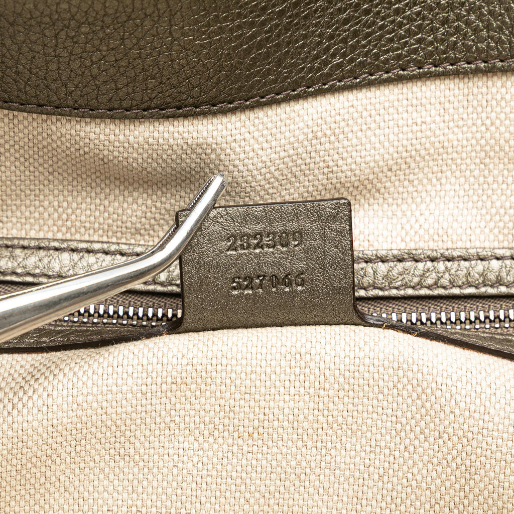 Gucci Medium Metallic Leather Soho Cellarius Tote