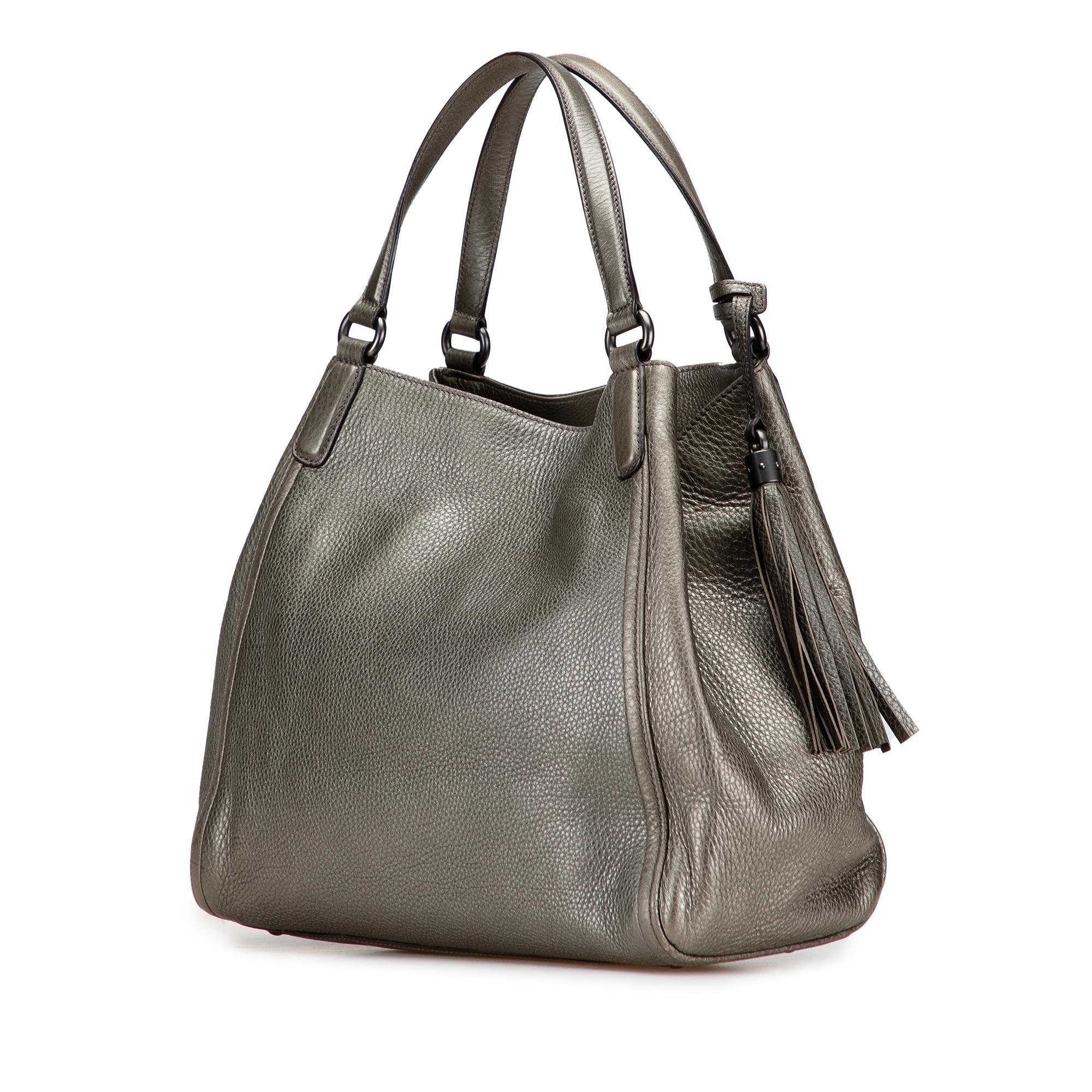 Gucci Medium Metallic Leather Soho Cellarius Tote