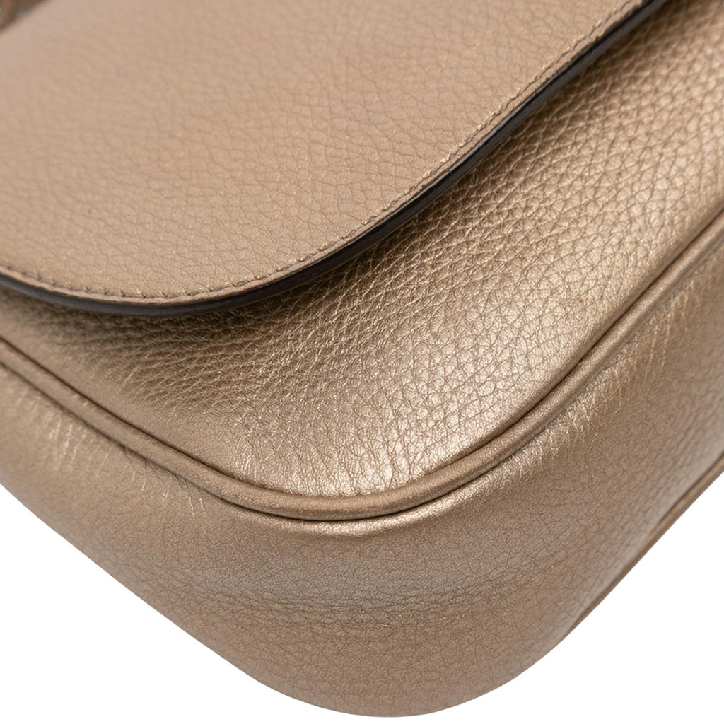 Gucci Medium Metallic Leather Soho Chain Flap Crossbody