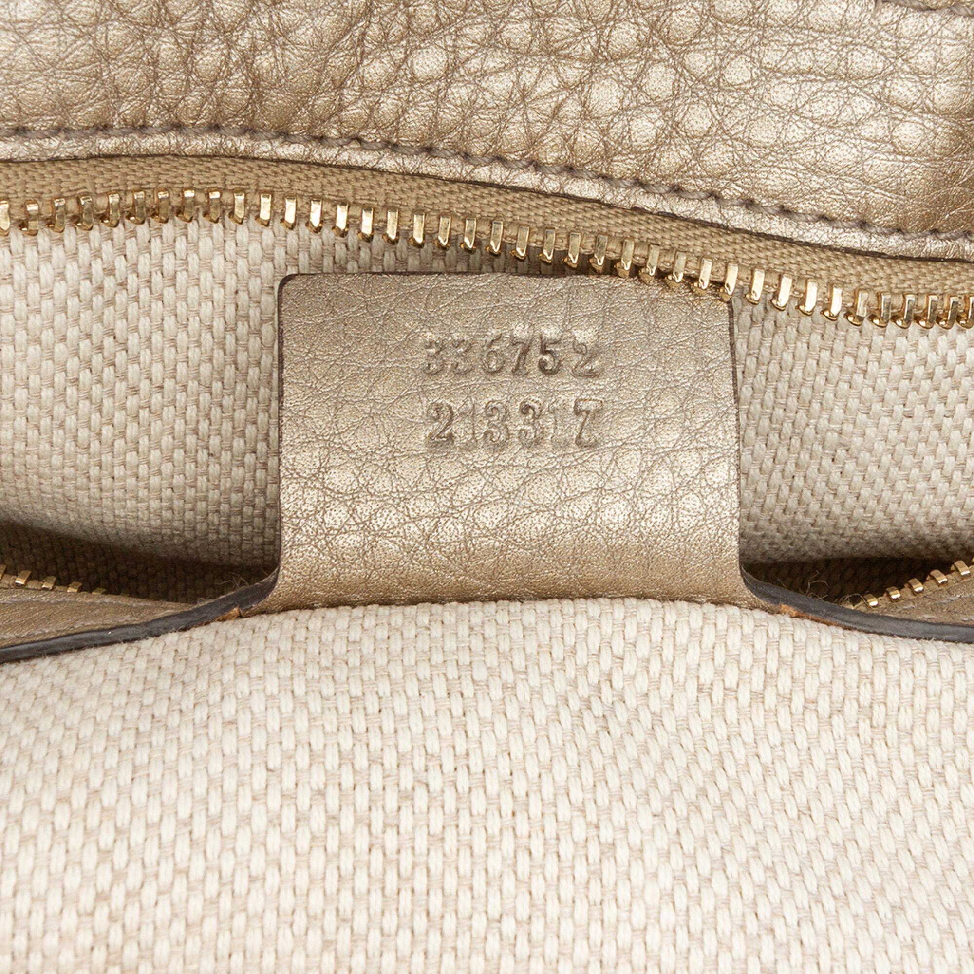 Gucci Medium Metallic Leather Soho Chain Flap Crossbody