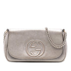Gucci Medium Metallic Leather Soho Chain Flap Crossbody