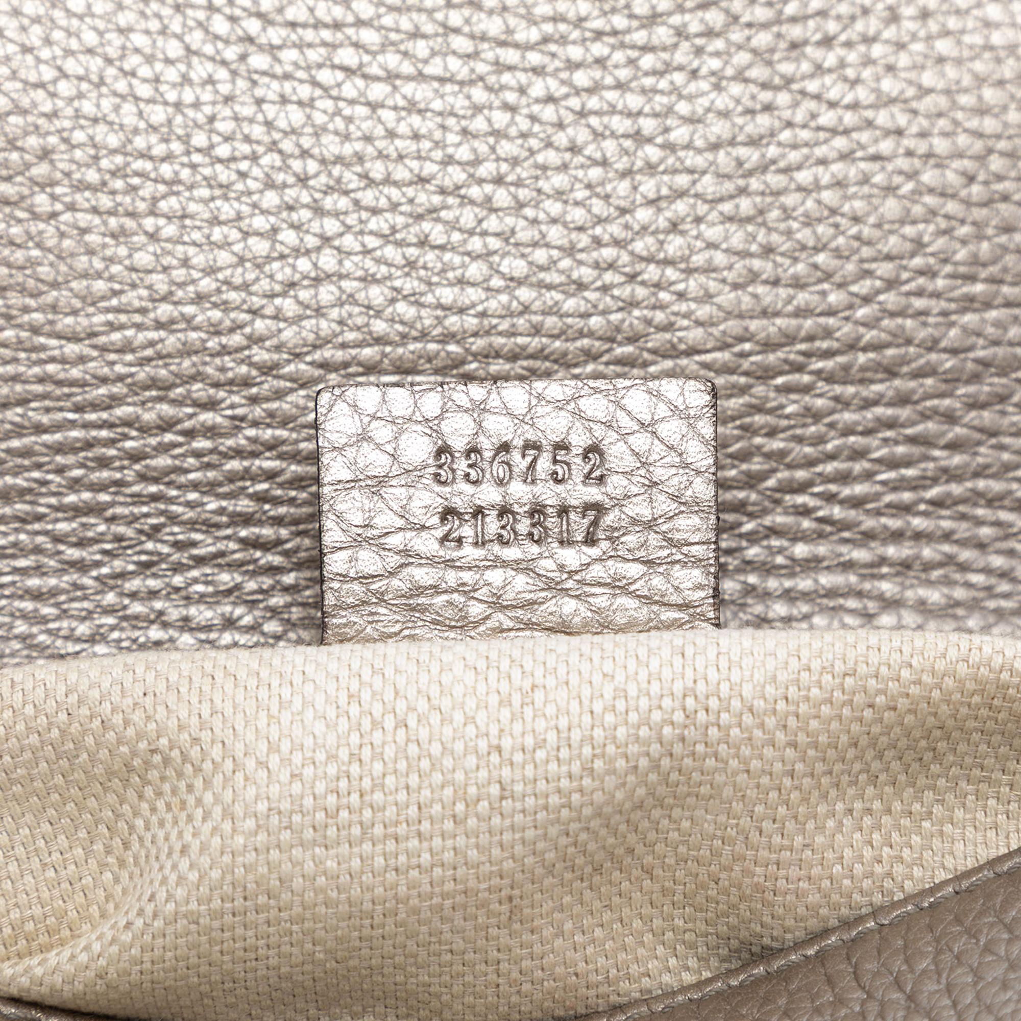 Gucci Medium Metallic Leather Soho Chain Flap Crossbody