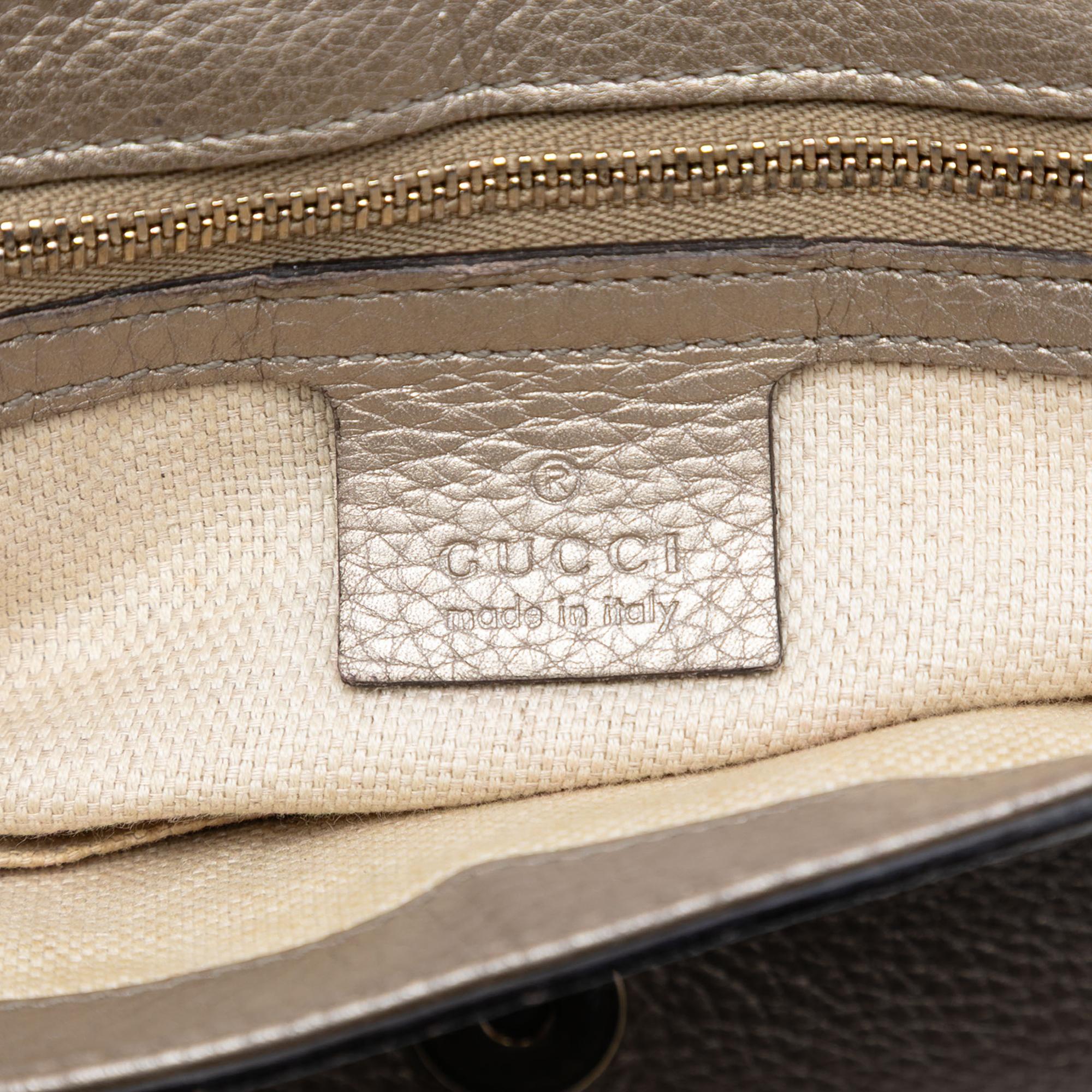 Gucci Medium Metallic Leather Soho Chain Flap Crossbody