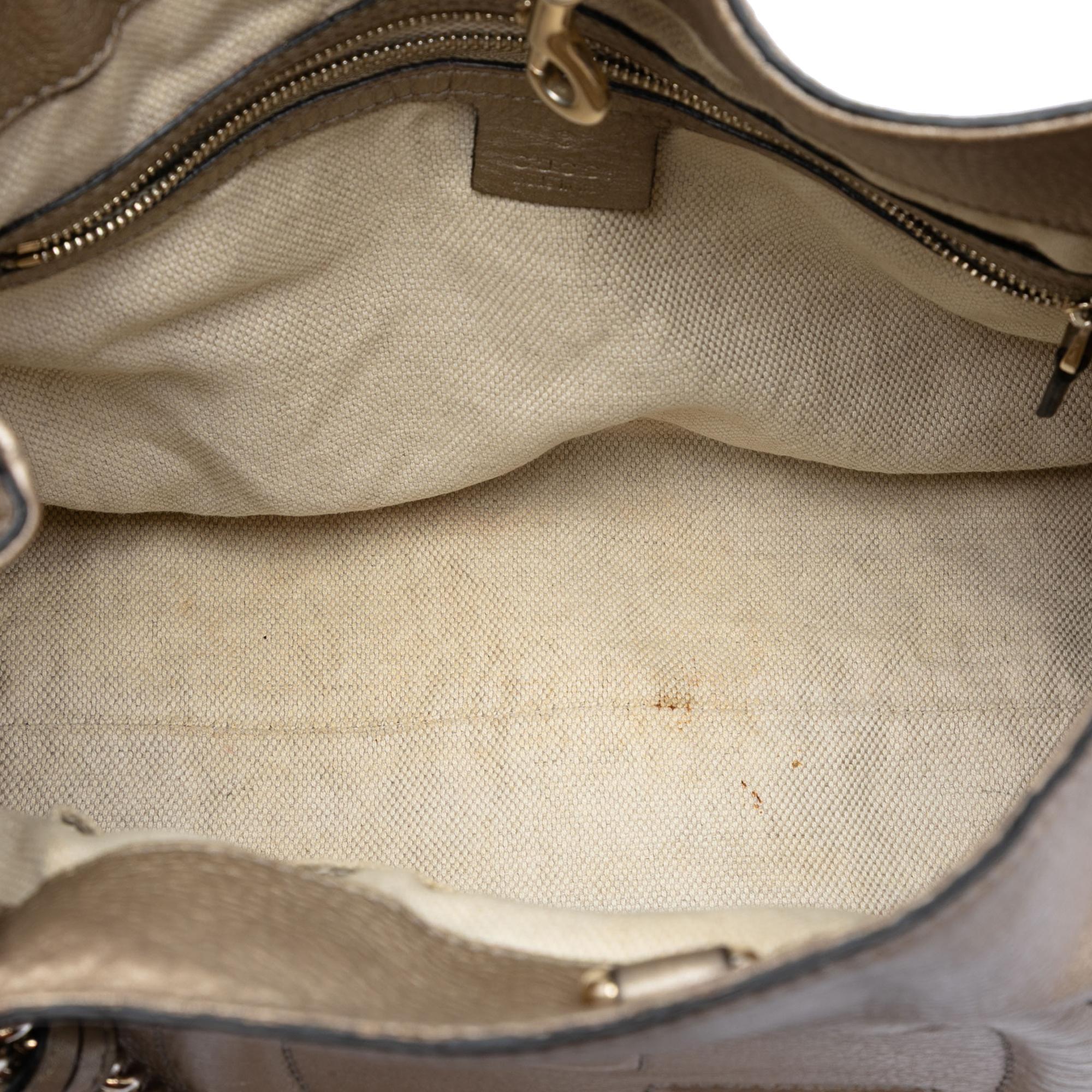 Gucci Medium Metallic Leather Soho Chain Tote