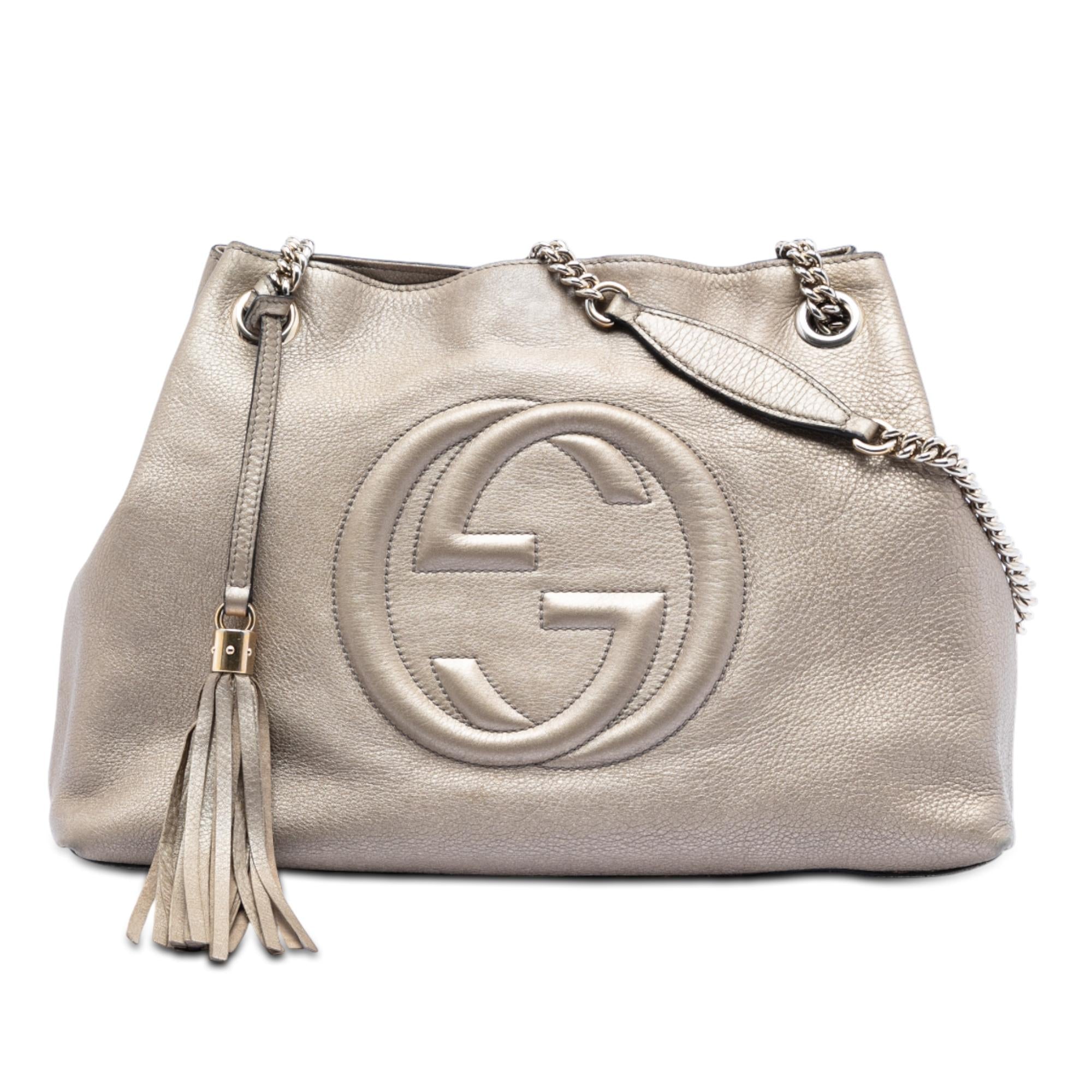 Gucci Medium Metallic Leather Soho Chain Tote