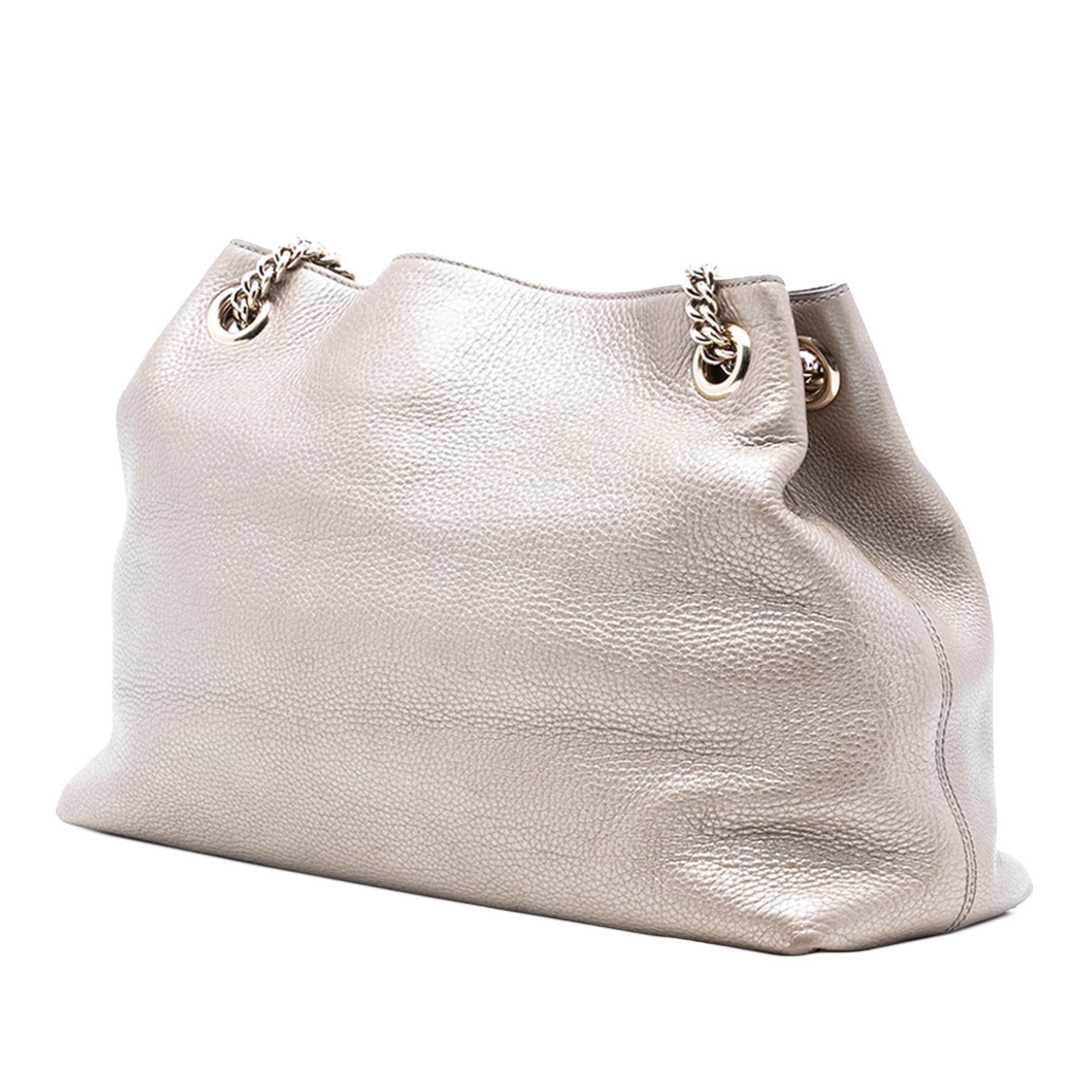 Gucci Medium Metallic Leather Soho Chain Tote