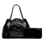 Gucci Medium Patent Shearling Soho Chain Tote (SHG-dATtOX)