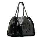 Gucci Medium Patent Shearling Soho Chain Tote (SHG-dATtOX)