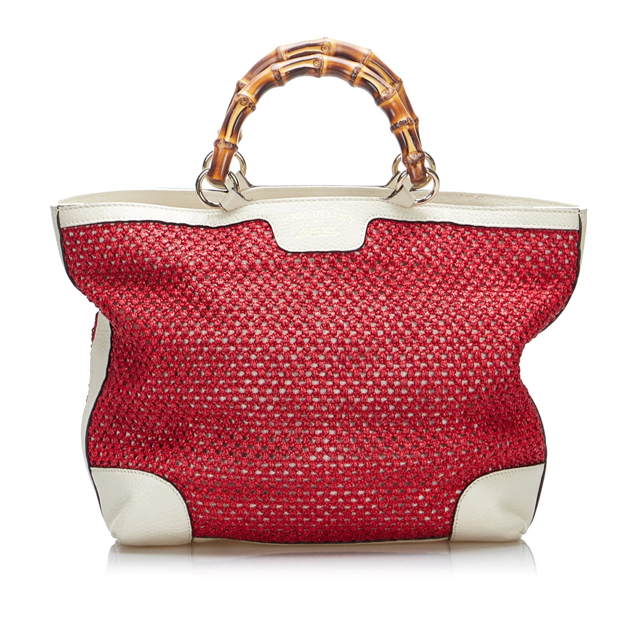Gucci Medium Raffia Bamboo Shopper Tote (SHG-aDj1hs)
