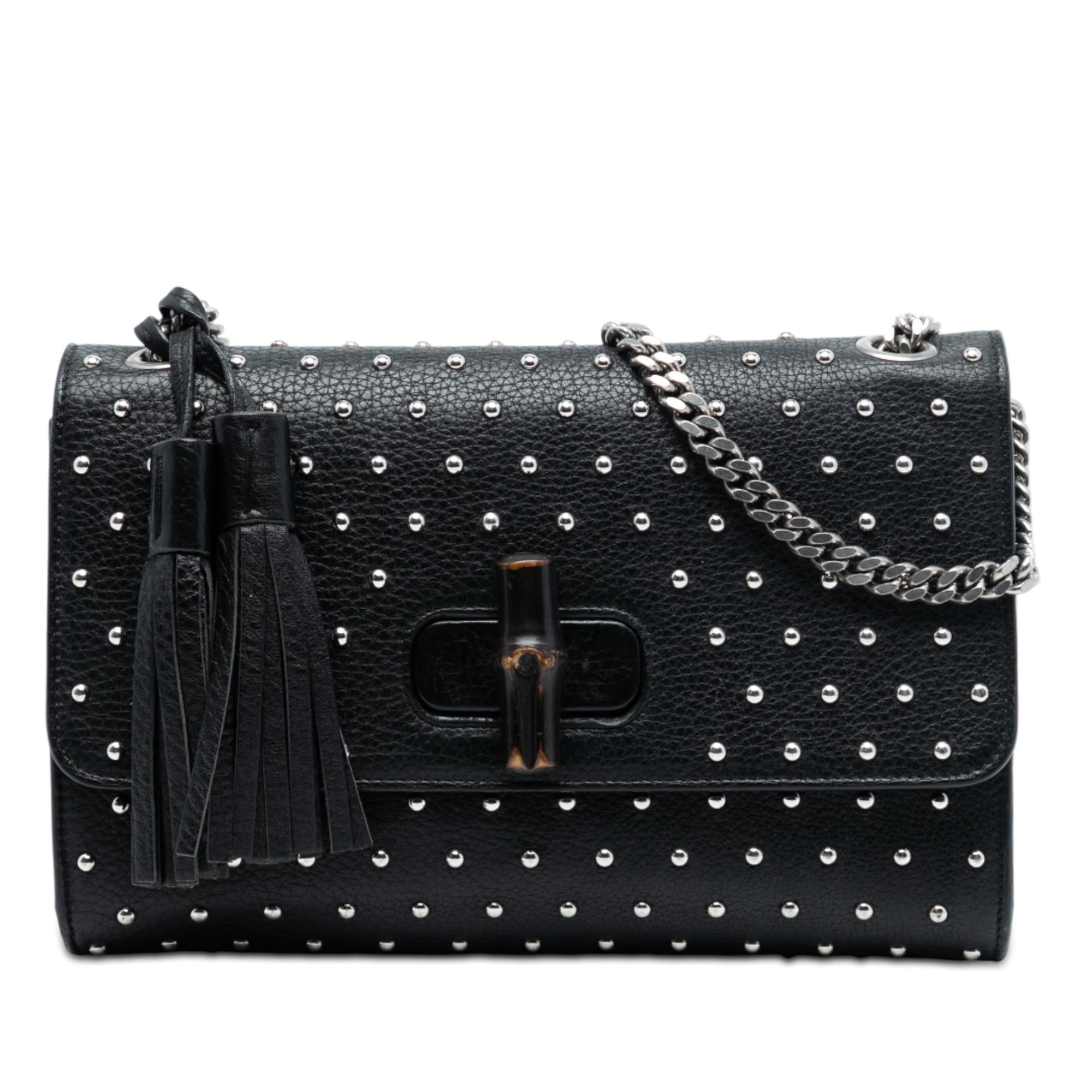Gucci Medium Studded Leather Miss Bamboo Crossbody