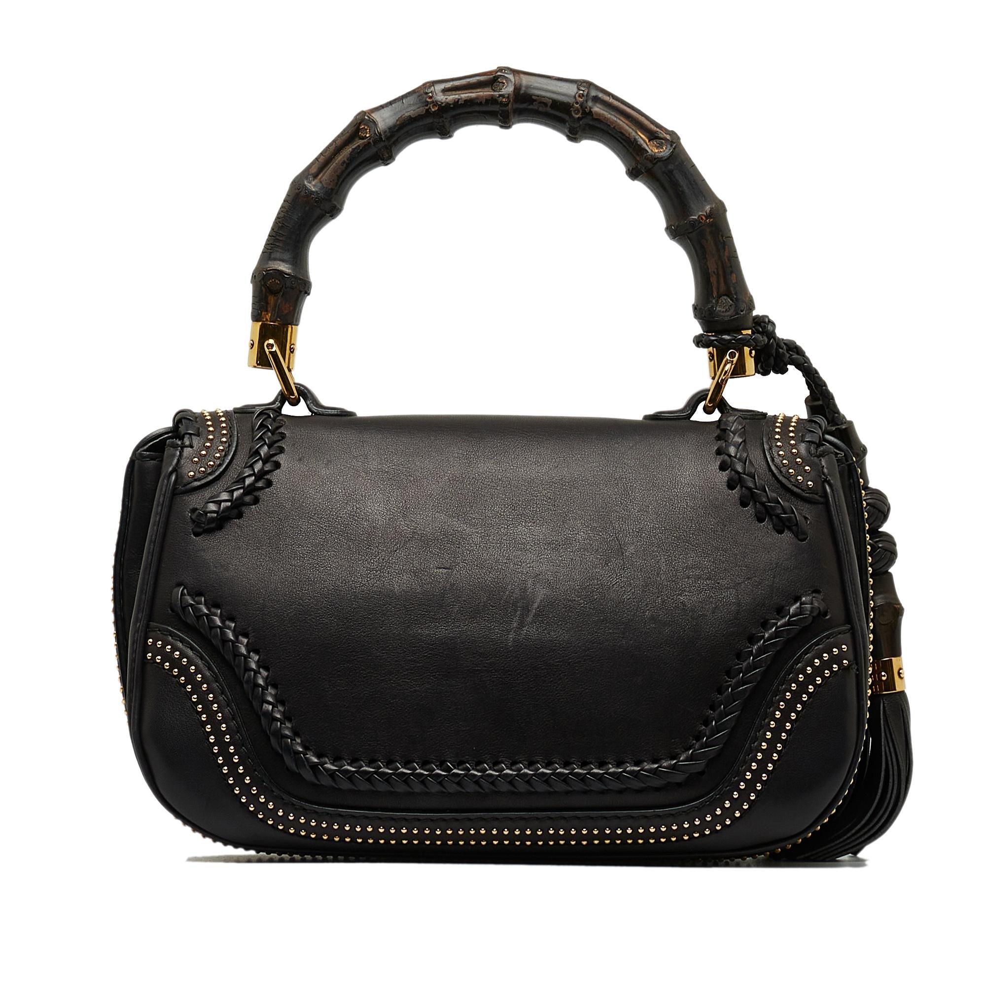 Gucci Medium Studded New Bamboo Tassel Satchel (SHG-LOkrtI)