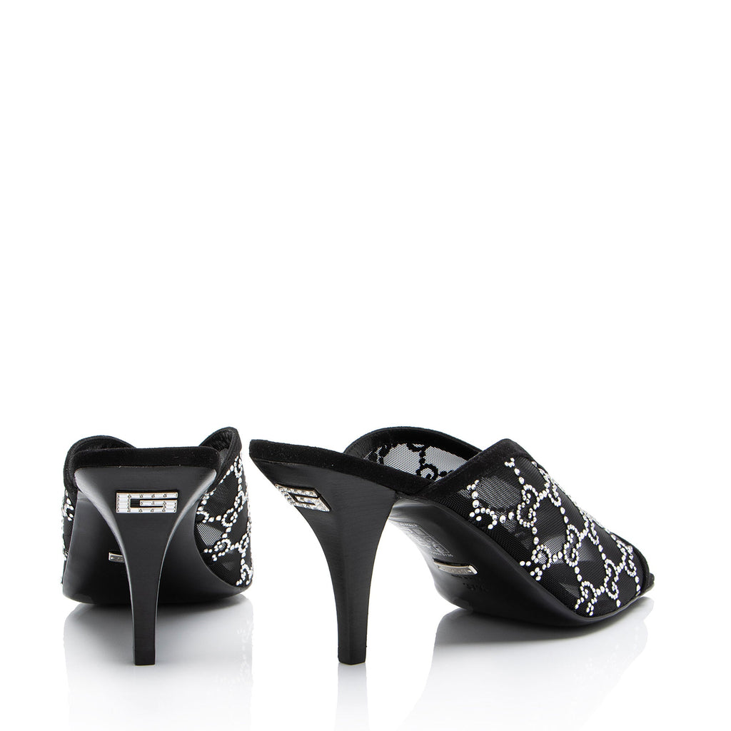 Gucci Mesh Crystal GG Mules - Size 7.5 / 37.5