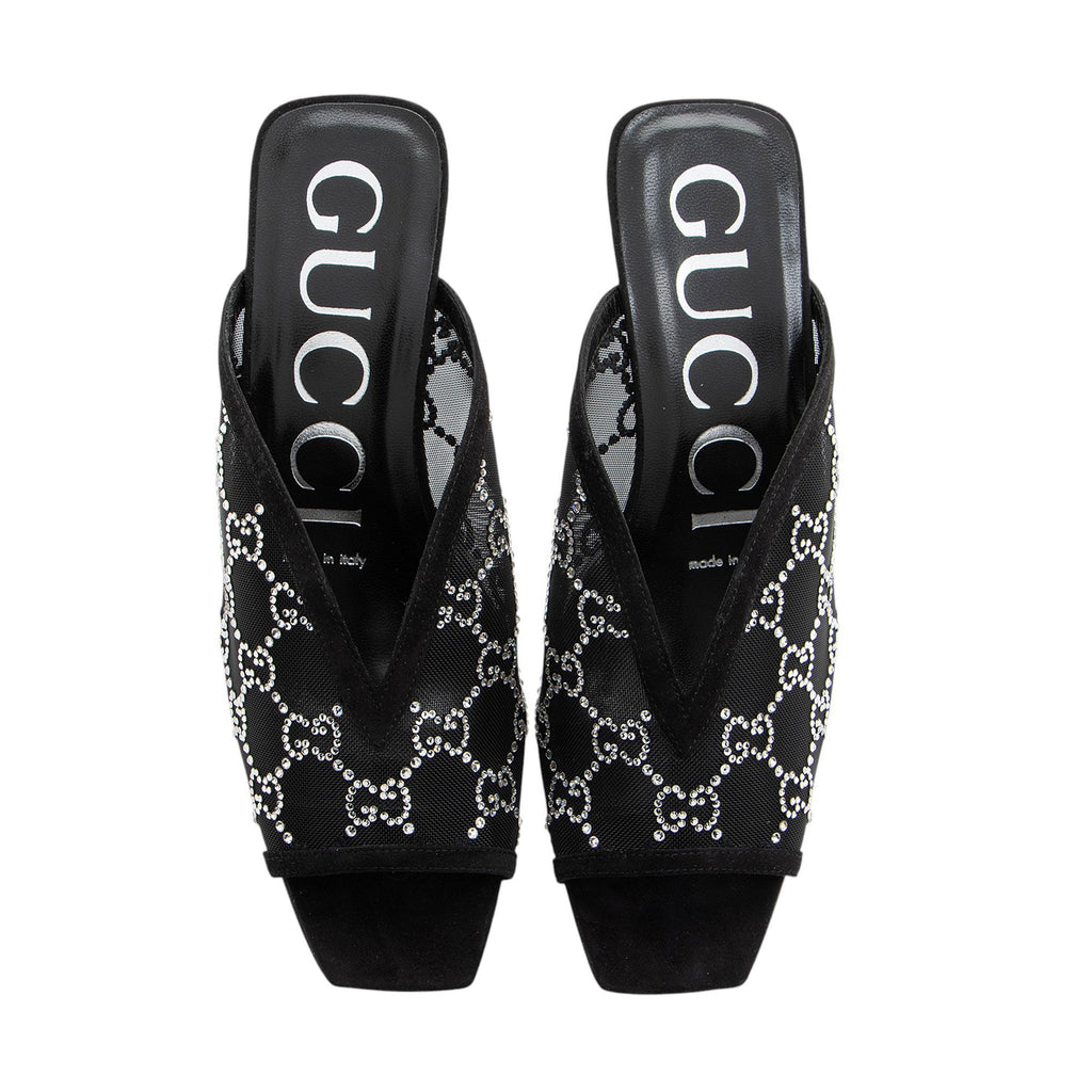 Gucci Mesh Crystal GG Mules - Size 7.5 / 37.5