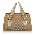 Gucci Metal Bamboo GG Canvas Handbag (SHG-25640)
